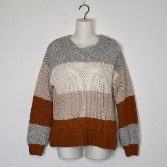 GAP Alpaca Wool Sweater Sz S Colorblock Slouchy Neutral Minimalist Boho