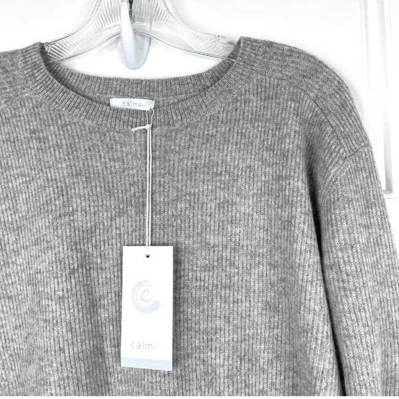 JOHNNY WAS CALME 100% Cashmere Ribbed Pullover Sweater Gray NEW Size XXL