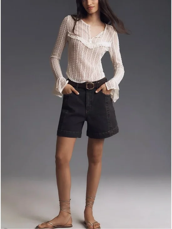 Pilcro Seamed Denim Shorts