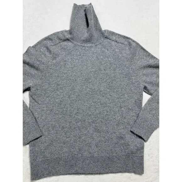 Quince 100% Mongolian Cashmere Turtleneck Sweater L Heather Grey Closet Staple