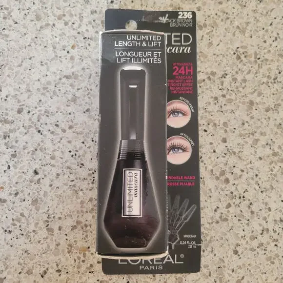 L'Oreal Paris Unlimited Mascara Length & Lift 236 Black Brown Bendable Wand✨️NEW