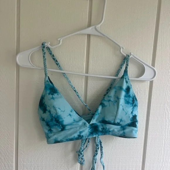 ROMWE Aqua Tie-Dye Bikini Top