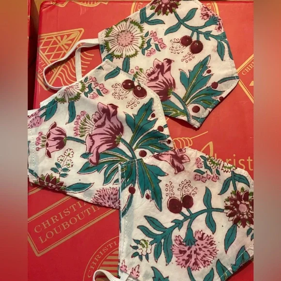 Cotton Floral Washable Face Masks In Boho Print, Reusable, 3 Masks