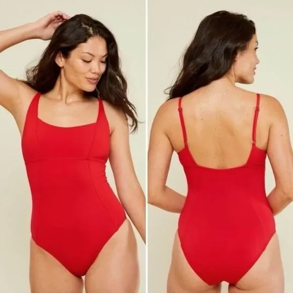 ANDIE Swim Havana One Piece Swimsuit Square Neck Cherry Red XXLT NWT