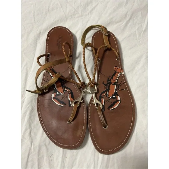 Coach Karessa Lobster brown Vegetable Leather Thong Slingback Sandal Sz11B