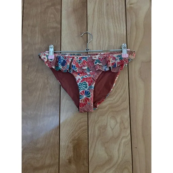 Zara Accessories‎ Floral Ruffle Bikini Bottoms Multi Color Size S
