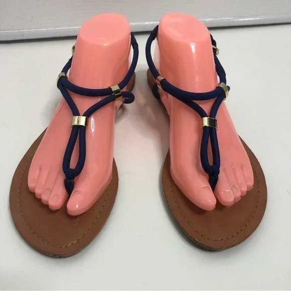 American Eagle Blue Gold Strap Sandals 9