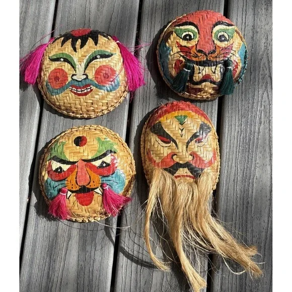 Set of 4 Vietnamese Basket Weave Masks 6