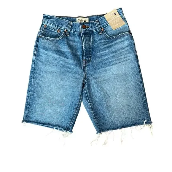 Madewell Long Denim Short Raw Hem Size 24 NWT