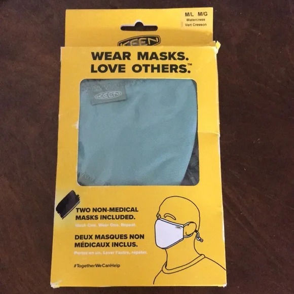 Keen NEW in Package 2 M/L Watercress Green Pair of Washable Reusable Face Masks