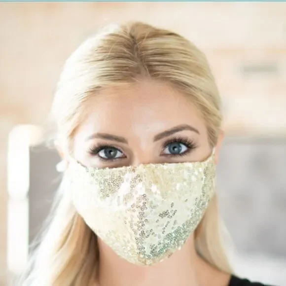 Gold Glittering  Sequin Adjustable Face Mask