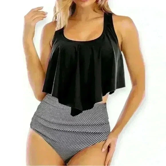 Ruffle Tankini High Waist Shorts