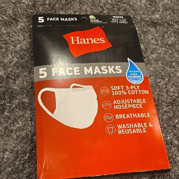 ❤️10/$10 New Hanes White Face Masks Pack