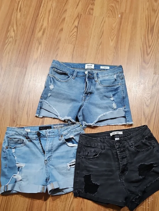 Distressed Denim Shorts - Women
