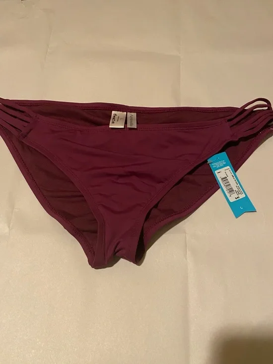 Ambrielle Deep Plum Swim Bikini Bottoms Size L