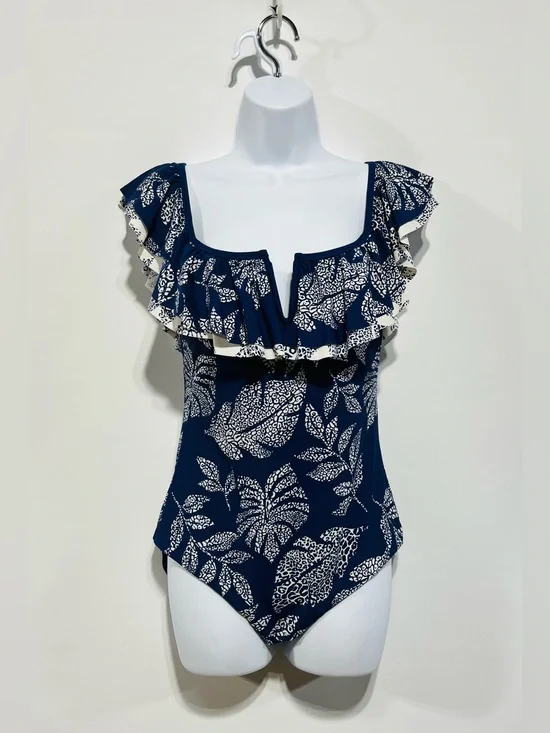 Red Carter Amazon Jungle Off-Shoulder Maillot One-Piece Swimsuit Size Large