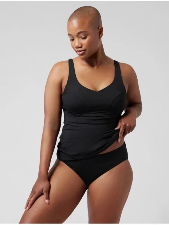 Athleta Bondi Bra Cup Tankini Swim Tank Black UPF 50+ Beach Vacation 36‎ B/C New