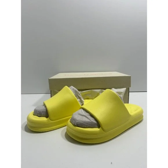 JSlides Serene Yellow EVA Beach Slides Platform Sandals Mens 7 Womens 9 NEW