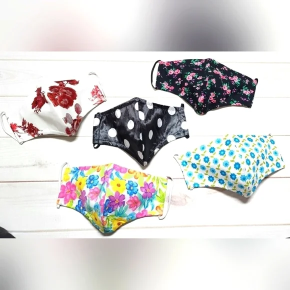 New Bundle of 5 Adult Handmade Face Masks C