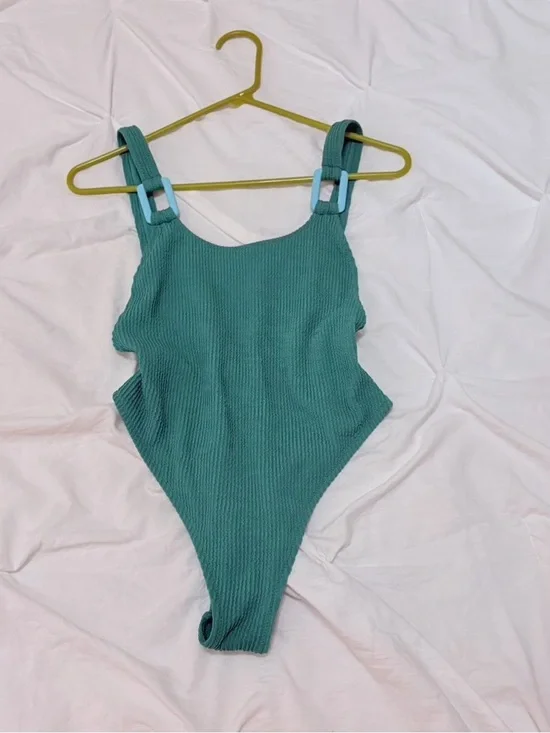 Aerie Teal Textured One-Piece Swimsuit