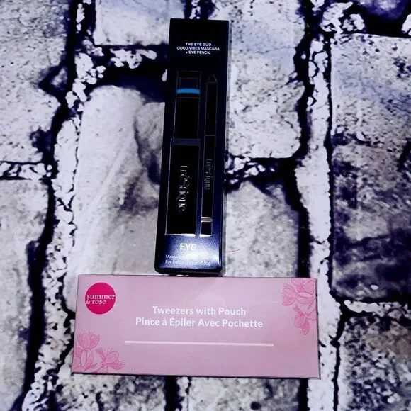 Trestique  Mascara Icelandic black Santori eye pencil & Tweezer with pouch lot