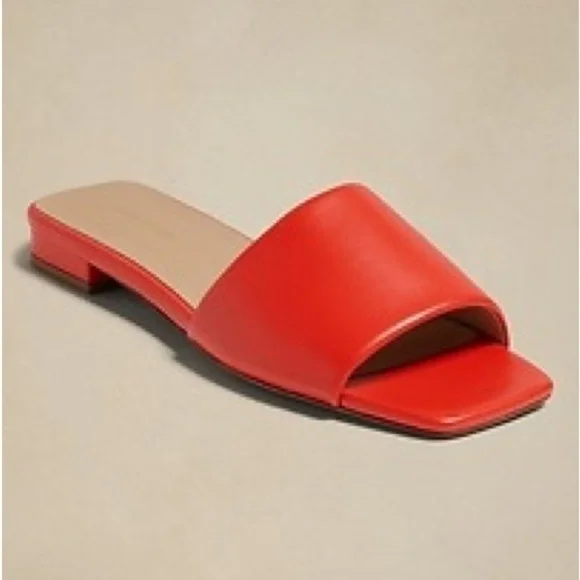 Banana Republic Lucca Leather Slide Sandal Hot Red - 6.5