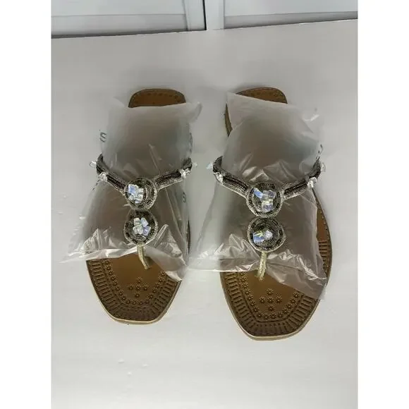 Report jeweled thong sandals size 10 (10.5
