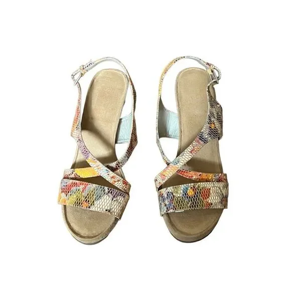 Aerosoles floral Plushed Together Open Toe floral faux snakeskin Wedge Sandal 10