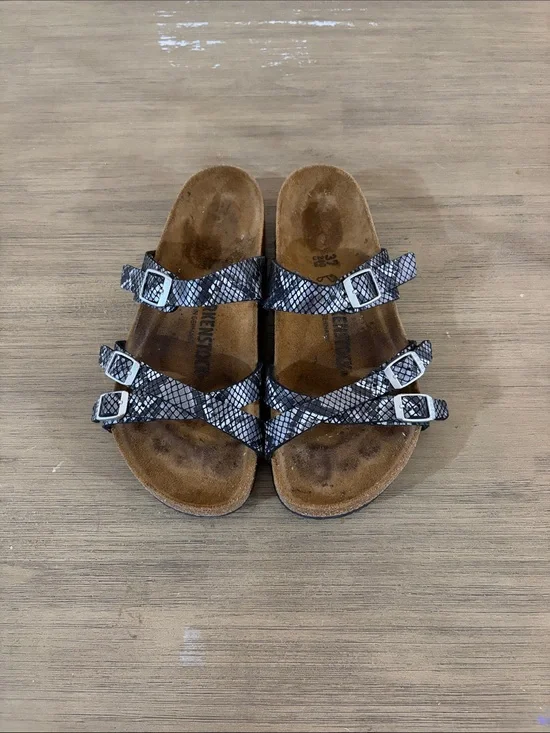 Birkenstock Franca Python Birko-Flor Sandals Black Size- EU 37/ US 6