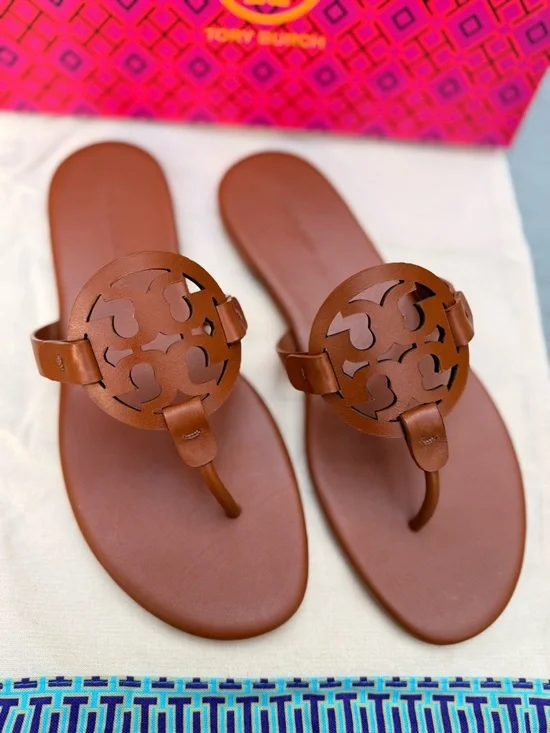Tory Burch Miller Soft Calf Leather Sandals Brown