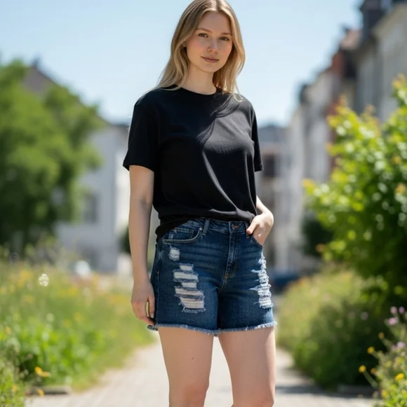 VIP Jeans Distressed Denim Shorts