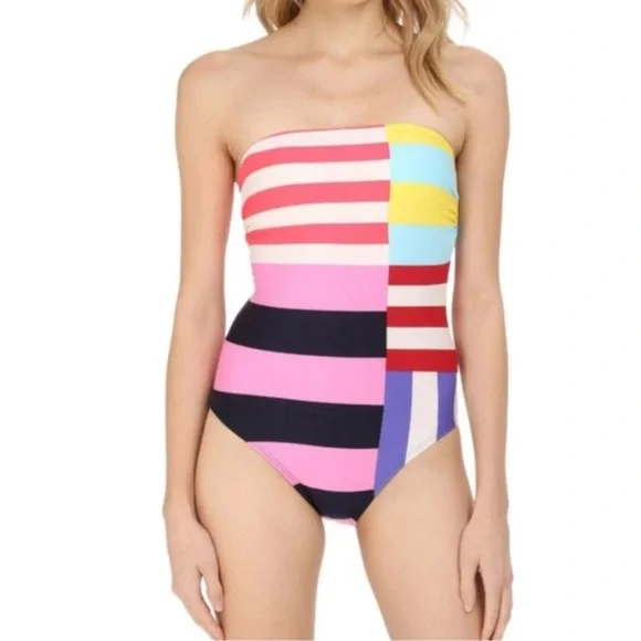 Kate Spade strapless striped one- piece swimsuit
