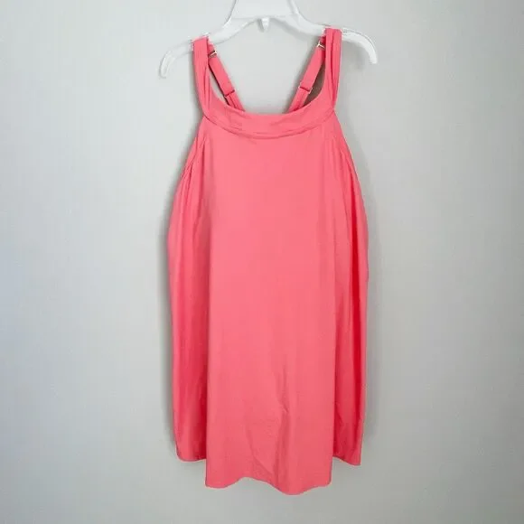 Land's End Plus Size 16W Coral Cross Back Swim Dress Tummy Control