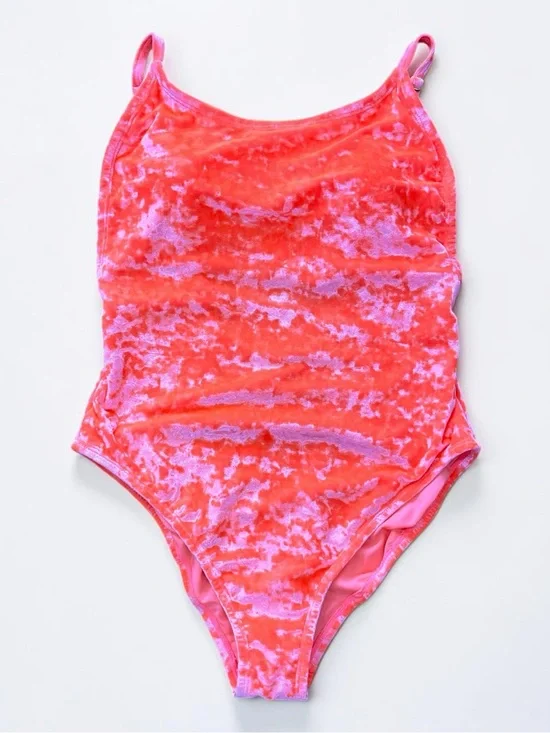 GB velvet neon pink/ orange swimsuit-L