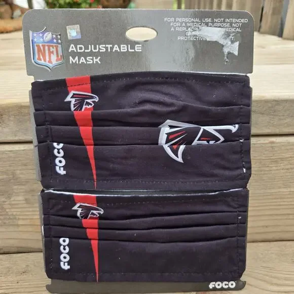 NEW 2 PK‎ NFL Game Day Atlanta Falcons Adult Adjustable Face Mask Covering NoCo