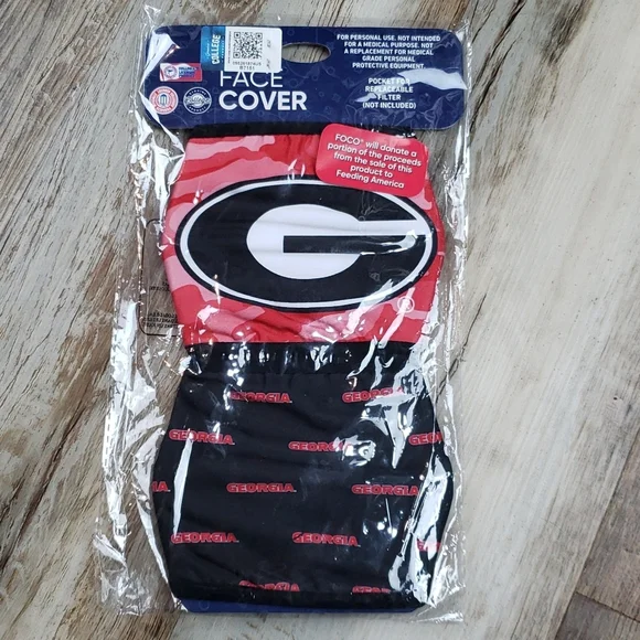 NWT Collegiate Licensed Product Georgia Bulldogs 2 Unisex Cloth Face Masks