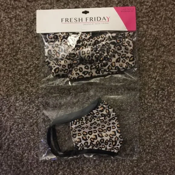 Leopard Face Mask and Headband Set