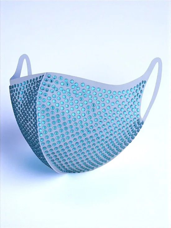 Blue Rhinestone Face Mask | Reusable Sparkly Crystal Glam Mask NWT Sealed