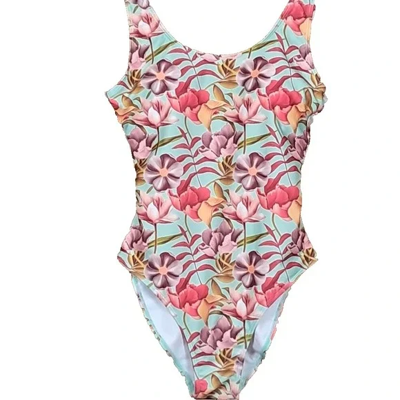 NICOLE MILLER Sz S One Piece Swimsuit Leaf Cascade Print Scoop Back NWT $120