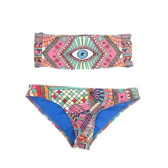 Wildfox Boho Third Eye Bandeau Bikini Set Size Medium