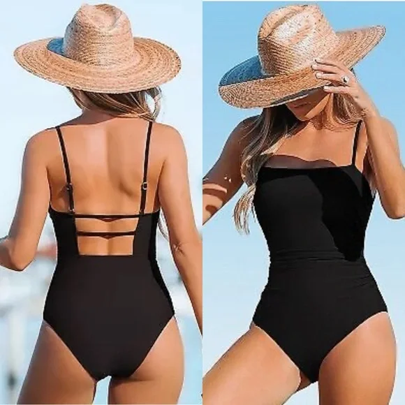 NWT Women's Shirred Strappy Cutout One‎ Piece Swimsuit SIZE MEDIUM