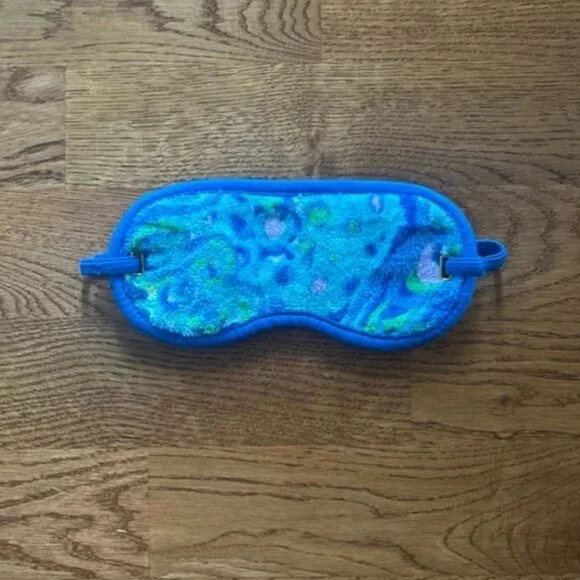 Lilly Pulitzer Sleep Mask Blue Green Terry Velour Lilly's Lagoon Print Ice Pack