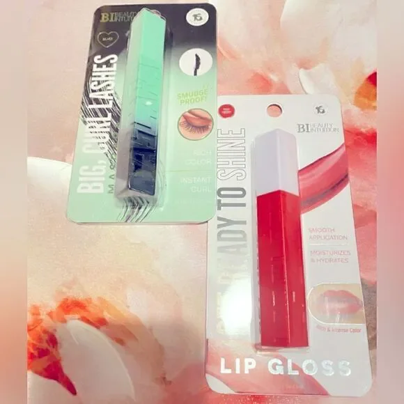 🛍️ 2 Beauty Intuition Pink Peony Lip Gloss 💄 & Big Curl Lashes Mascara💥