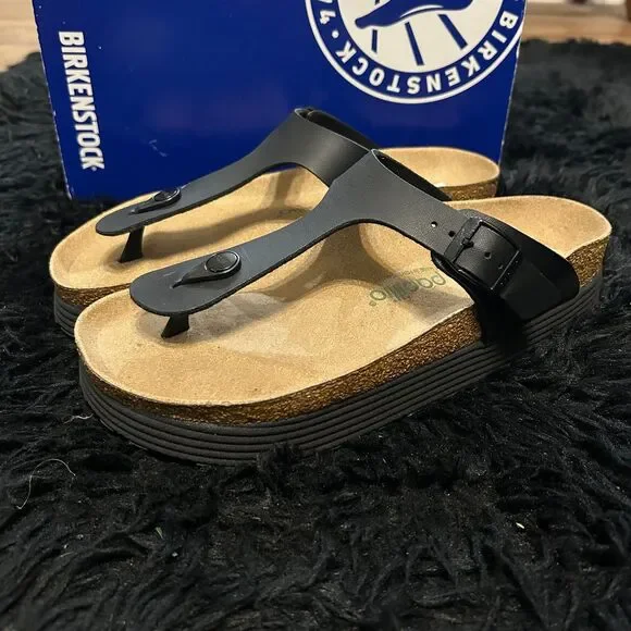 PAPILLIO by Birkenstock Gizeh black platform sandals shoes women’s eur 38 new