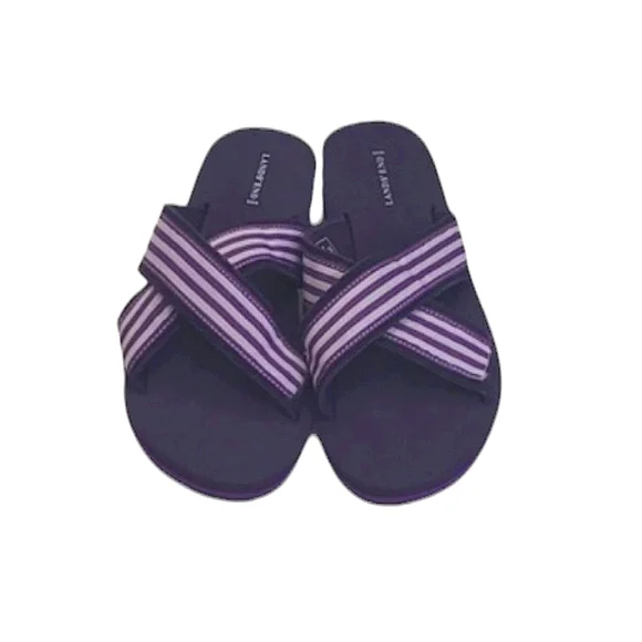 Lands' End Criss-Cross Slip-on Sandal Foam Sole Striped Strappy Beachy Slides