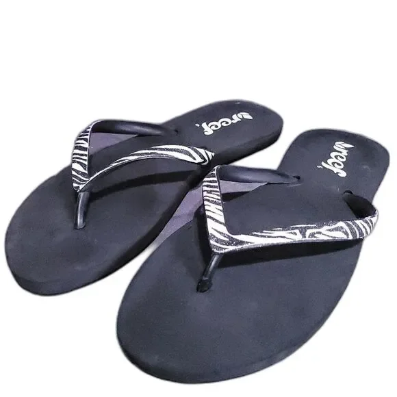 Reef Stargazer Luxe Black Zebra Thong Sandal Womens 6
