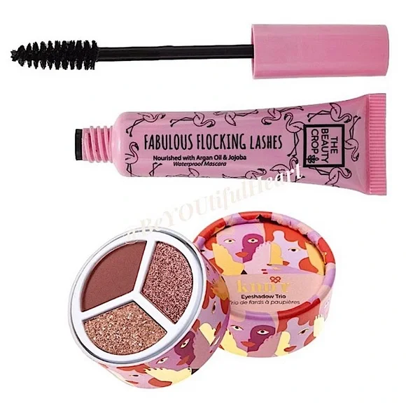 kndr Beauty Eyeshadow Trio in Romantic Rose & The Beauty Crop Mascara Bundle