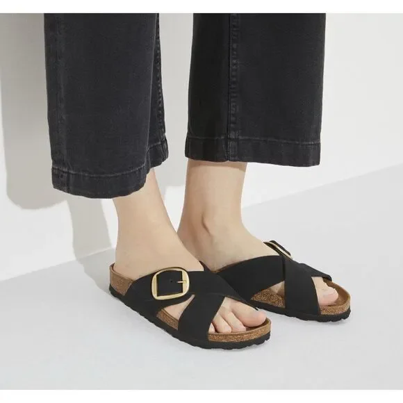 BIRKENSTOCK Siena big buckle black patent sandals shoes women’s eur 38 new