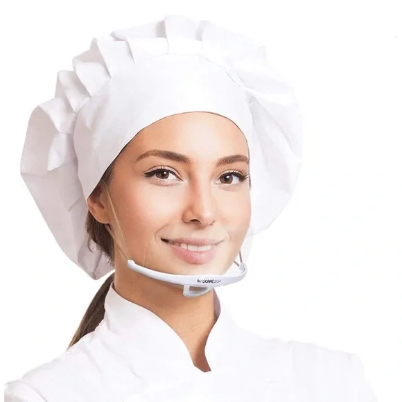 3D food service prep face masks clear open Face chin mouth shield set new