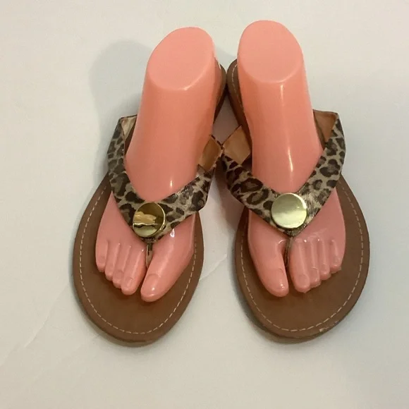 American Eagle Outfitters Leopard Print Sandals‎ Gold Accent 11